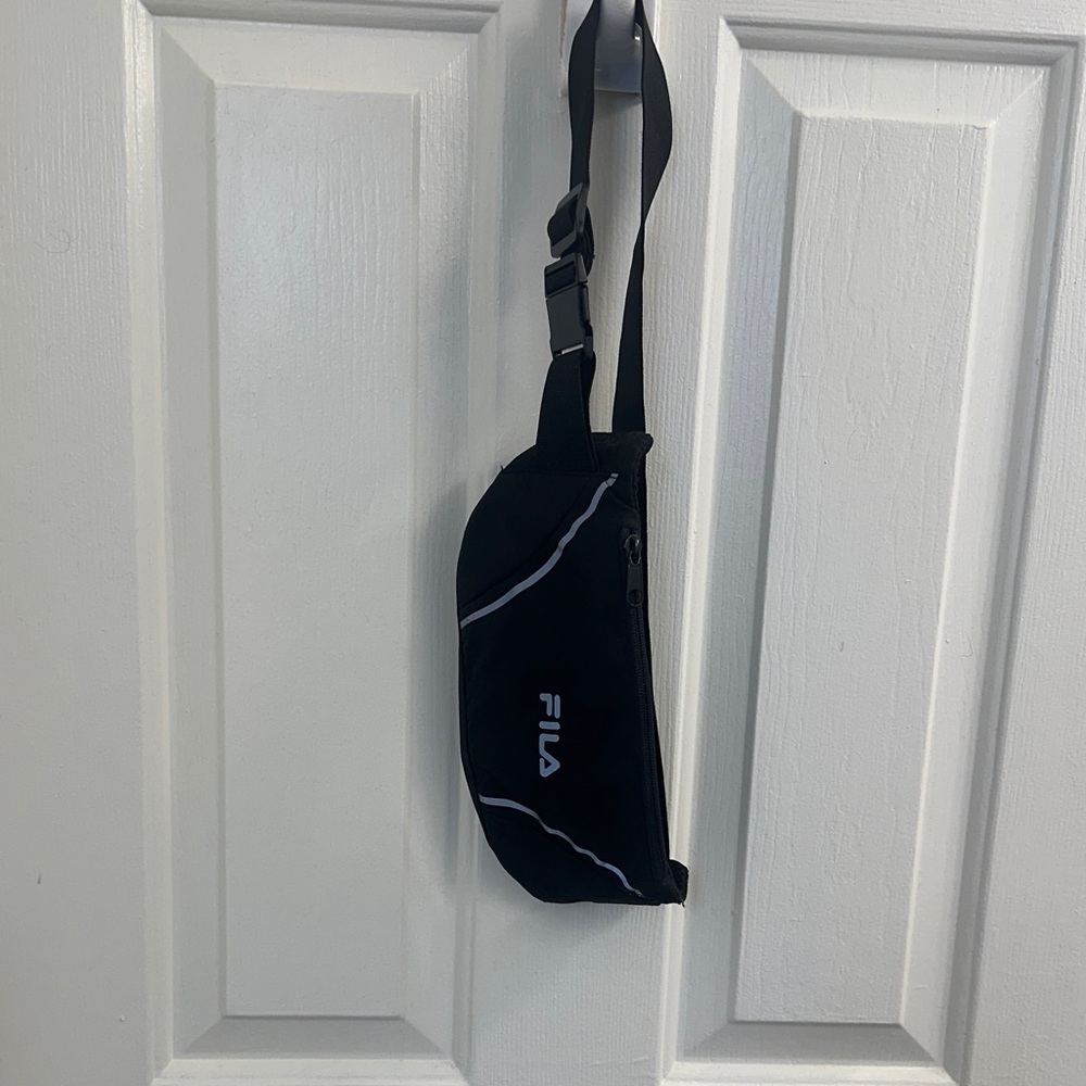 FILA Black Belt Bag with White Accents
